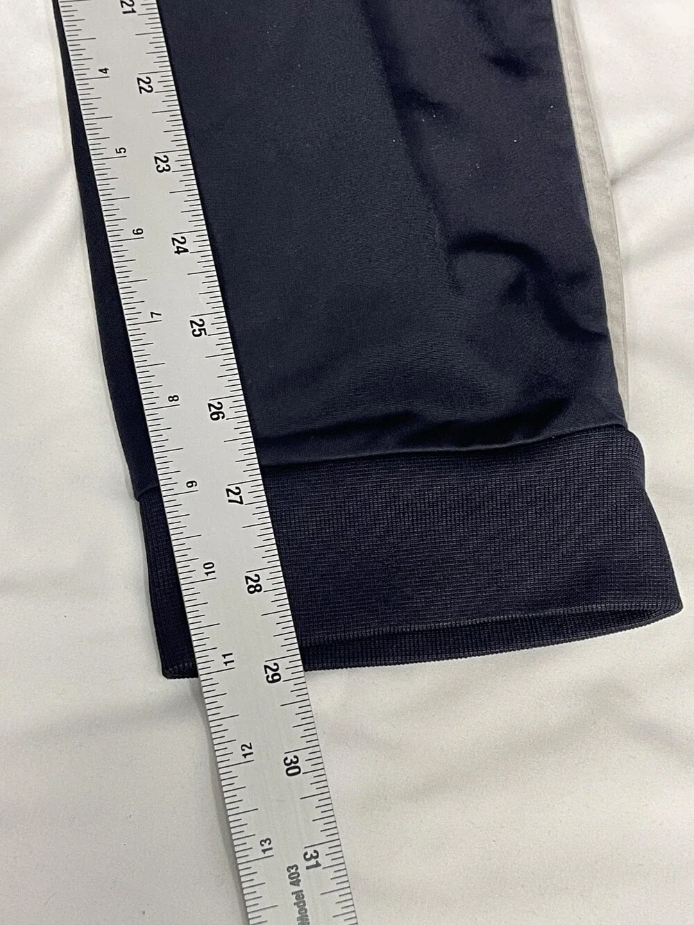 Adidas Pants Mens Large Navy Blue 3-Stripes Track Joggers Cuffed Zipper Pockets